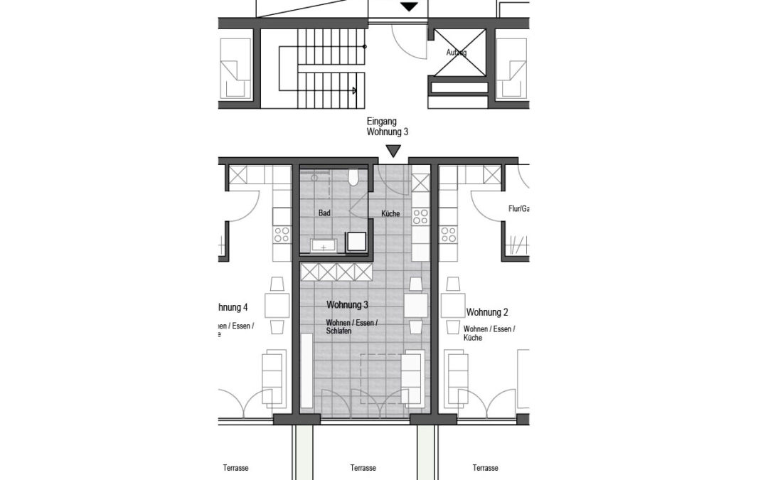 Wohnung Nr. 3 – 1-Zimmer Wohnung mit Terrasse und Garten